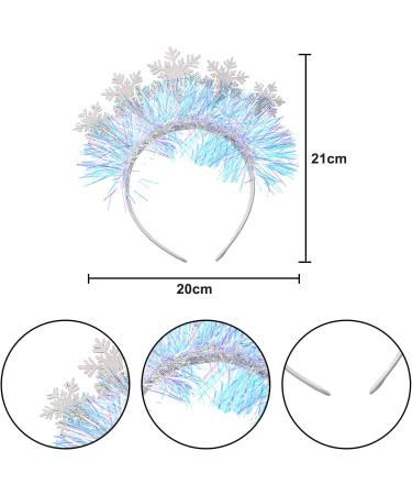 RmKbe 2 Pieces Snowflake Headband Adult Teens Tinsels Headband Glitter Christmas Snowflake Headband Winter Snow Hair Hoop for Christmas Party Hair Accessories - Buy Online on GoSupps.com