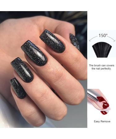 Glitter Black Nail Polish - 12ml Glossy Nail Varnish Quick Dry - Glitter Sparkle Shiny Nail Polish - Healthy Oil Based Black Nail Varnish - Natural Nail Polish for Diy Nail Art Manicure at Home - Buy Online on GoSupps.com