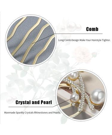 Chicamy Plug-In Combat Hair Crest - 4 Teeth Strass Socket Comb & Pearl Wedding Accessories for Women - 2 Pieces Silver Crystal Hair Accessories - Buy Online on GoSupps.com