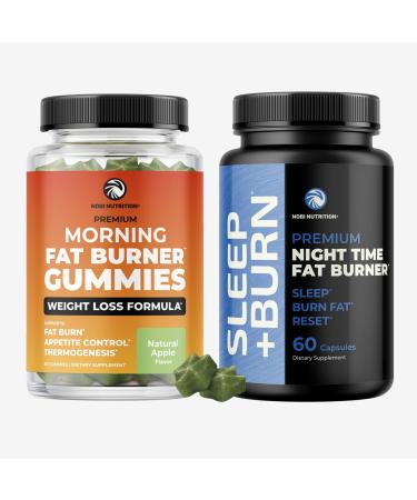 Fat Burner Gummies and Night Time Fat Burner | 24/7 Weight Loss Support with Green Tea & Raspberry Ketones | Appetite Suppressant Metabolism Booster and Belly Fat Reducer | 1 Month Supply