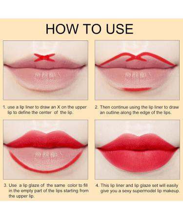 Velvety Nude & Dark Red Matte Lip Liner and Glaze Set - Long Lasting & Waterproof Makeup Gift for Women - Buy Online on GoSupps.com