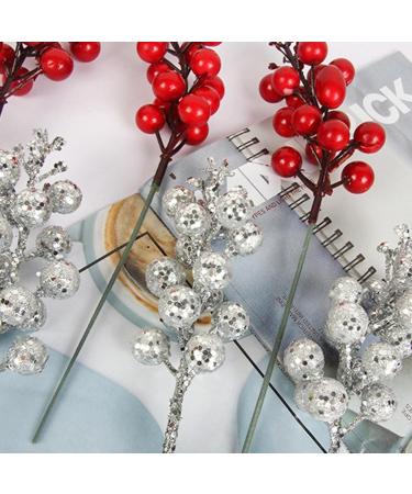 Shop 12pcs Glitter Berry Artificial Stems for Christmas & Spring Decor - Ideal for Tree Decorations & Holiday Crafts - Buy Online on GoSupps.com