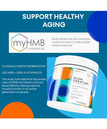 GoldenRoot GLDN Creatine - Creatine Monohydrate with HMB for sustained Muscle Support and Recovery with Vitamin D3 and K2 for Bone and Joint Health - Unflavored - 30 Servings (1) - Buy Online on GoSupps.com