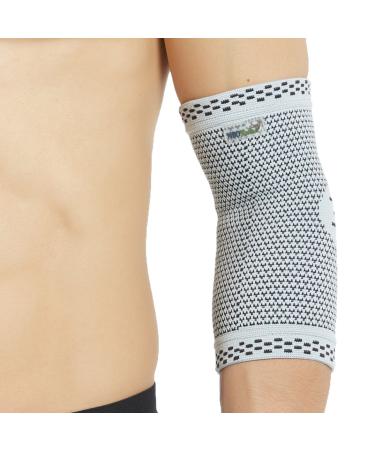 Neotech Care Elbow Support Sleeve - Bamboo Fiber 3D Weaving Knitted Fabric - Elastic & Breathable - For Golf Tennis Sports - Right or Left Arm - Grey Colour (Size S 1 Unit) S 1 - Buy Online on GoSupps.com