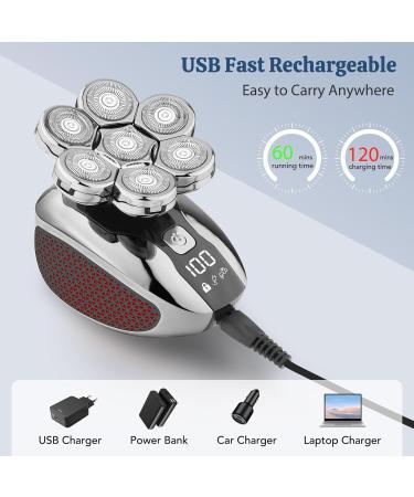 6 in 1 Detachable 7D Head Shaver for Bald Men - Waterproof Cordless Electric Razor & Grooming Kit - Buy Online on GoSupps.com
