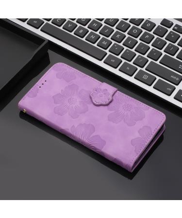 Shop Stylish Flower Pattern Folding Cover for Redmi 9C | PU Leather Protective Case with Stand & Card Slots - Violet - Buy Online on GoSupps.com