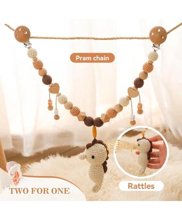 Buy Mamimami Home Wood & Cotton Crocheted Hippocampus Stroller Chain Toy - Perfect Birth Gift for Girls & Babies 0+ Months - Buy Online on GoSupps.com