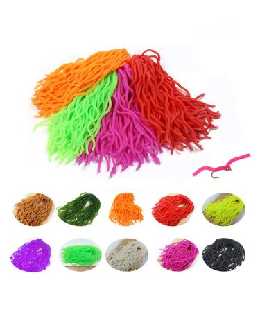 Greatfishing Best Color Combo Set Leg Squirmy Wormy Fly Tying Materials for San Juan Fly Flies Soft Lure Ultra Stretchy Fishing Worm Body Trout Floating Assortment 10 Color 200PC Legs
