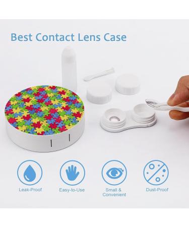Autism Awareness Round Case For Contact Lens Kit Storage Box with Mirror Printed - Buy Online on GoSupps.com