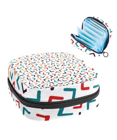 GIAPB Period Bag Sanitary Napkin Storage Bag Period Pouch Travel Makeup Bag Colorful Lines Cartoon Art Color2741