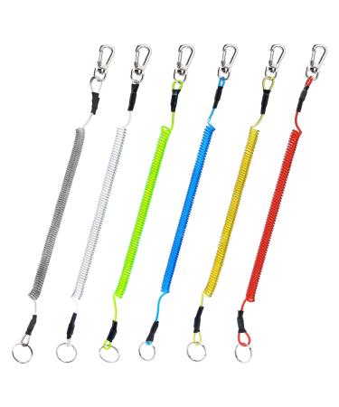 Booms Fishing T04 Fishing Lanyards Fishing Tool/Pole Safety Coil Lanyard Retractable Wire Inside Tup Cover 6pcs / pack_colorful