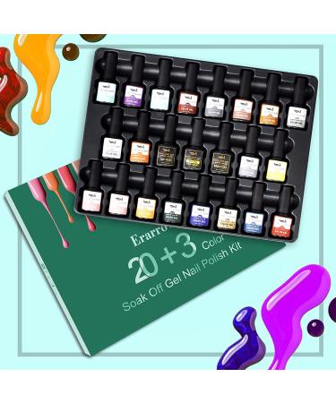 Erarrow Gel Nail Polish Set - 20 Popular Colors | UV LED Soak Off Nail Gel Kit (23 PCS) - Buy Online on GoSupps.com