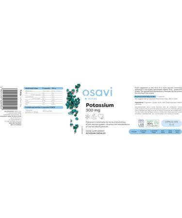 Osavi Potassium 300mg - 90 Vegan Capsules | Essential Mineral Supplement - Buy Online on GoSupps.com