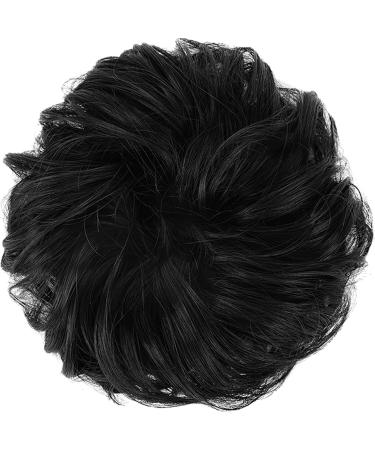 FESHFEN Messy Bun Hair Piece - Synthetic Wavy Curly Chignon Ponytail Extension for Women Girls Kids - Natural Black 38g - Buy Online on GoSupps.com