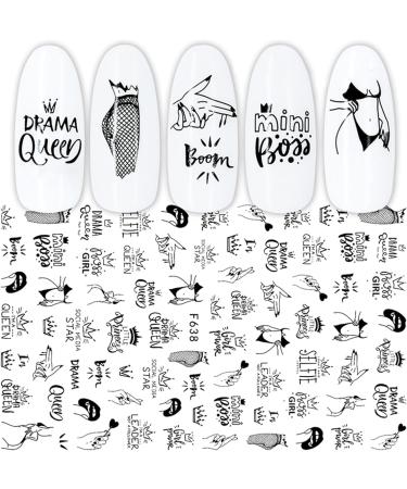 10 Sheets Geometry Nail Art Stickers Decals Self-Adhesive Black Heart Irregular Shaped Nail Supplies Nail Art Design Decoration Accessories - Buy Online on GoSupps.com