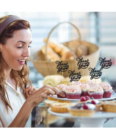 INNORU Thank You Cupcake Toppers Wedding Bridal Shower Cake Toppers Engagement Baby Shower Thanksgiving Day Party Decorations Supplies Pack of 24 Black Glitter - Buy Online on GoSupps.com
