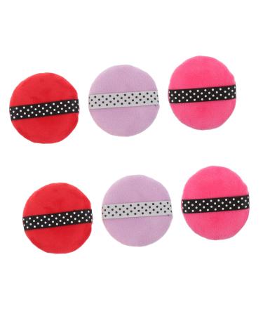 POPETPOP POPETPOP 6 Piece Large Round Makeup Powder with Hand Strap Extra Reusable for Loose Powder Foundation Skin Care Lightweight Compact for Home on the Go