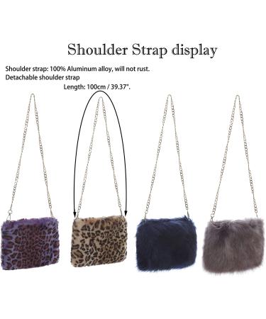 FHQHTH Faux Fox Fur Purse - Grey Fuzzy Handbag with Al alloy Shoulder Strap for Women - Buy Online on GoSupps.com