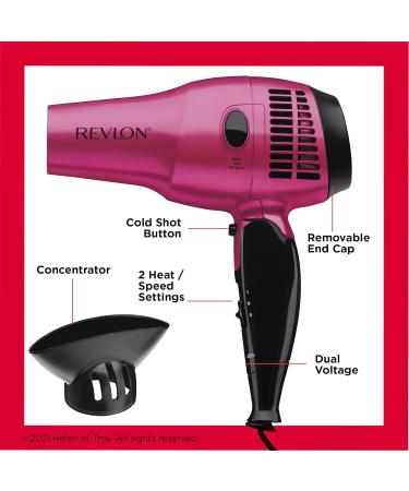 Revlon RVDR5012FPNK Ionic Ceramic Hair Dryer Tourmaline Technology Travel Friendly Retractable Cord Folding Hair Dryer 1875W Pink - Buy Online on GoSupps.com
