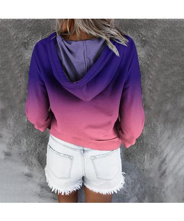 Women's Purple Button Down Hoodie - Fall Fashion Graphic Sweatshirt with Pocket - Buy Online on GoSupps.com