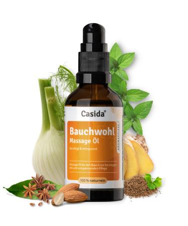 Casida Belly Wellbeing Massage Oil - Massage oil belly oil made from 100% natural oils - to relax and soothe the stomach - 50 ml