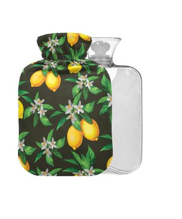 Lemon Hot Water Bottle with Cover 1L Small Hot Water Bag for Pain Relief Back Pain Heat and Cold Therapy BPA Free