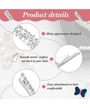 15 Pieces Clear Crystal Rhinestone Hair Clips & Bobby Pins for Women - Luxury Hair Accessories for Wedding, Party - Silver - Buy Online on GoSupps.com