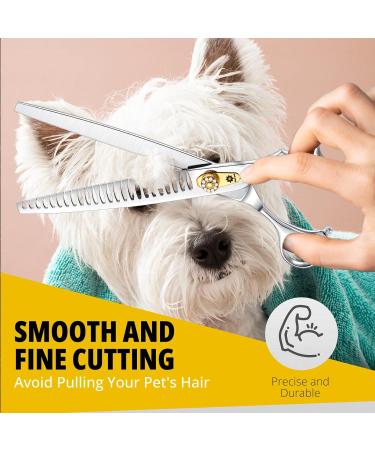 Dream REAC 8 Inch Dog Effilting Scissors - Ergonomic 440C Stainless Steel with 75% Thinning Rate & Adjustable Screw - Professional Dog Grooming Shears - Buy Online on GoSupps.com