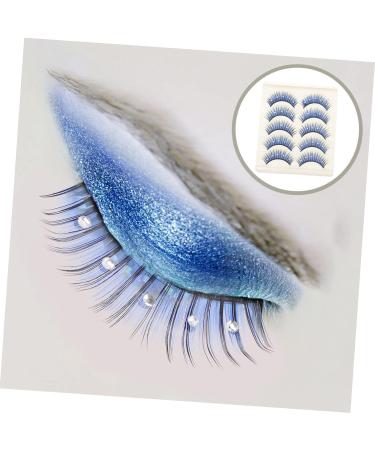 5 Pairs Colored Eyelashes - Soft Thick Blue Diamond Lashes with Rhinestones for Cosplay | Artificial Fiber Lashes - Buy Online on GoSupps.com