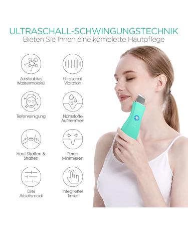 Voyor CP100 Ultrasound Peeling Device - Professional Wireless Skin Scrubber for Pore Cleaning & Gentle Facial Care - Waterproof & 3 Modes Green - Buy Online on GoSupps.com