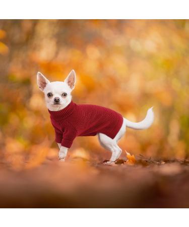 Convinit Winter Dog Sweater for Small & Medium Dogs - Cozy Knit Roll Collar Sweater for Chihuahua Dachshund French Bulldog | Red XL - Buy Online on GoSupps.com