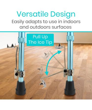 Vive Cane Tips for Ice - Heavy Duty Metal 4-Prong Attachments (2 Pack) | Winter Safety Grip for Walking Sticks, Trekking Poles, Crutches - Buy Online on GoSupps.com