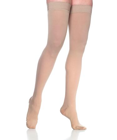 SIGVARIS Womens DYNAVEN Closed Toe Thigh-Highs w/Grip-Top 20-30mmHg SS - Small Short crispa