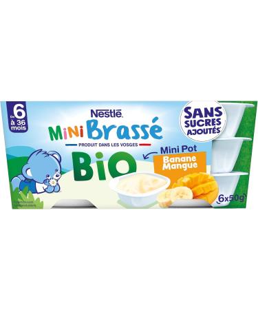 Nestl B b - P'tit brass BIO mini banane mangue sans sucres ajout s - d s 4/6 mois - 6 x 50g (Lot de 4) 6x50g (Lot de 4) - Buy Online on GoSupps.com