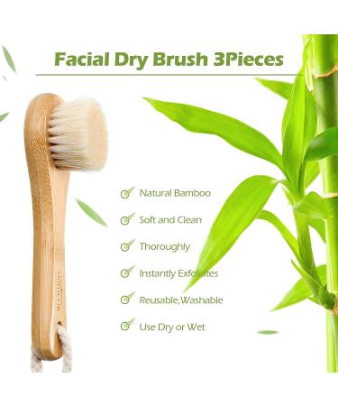 3 Pcs Manual Facial Cleansing Brushes - Natural Horsehair Exfoliating Face Brush for Deep Pore Cleansing & Blackhead Removal - Buy Online on GoSupps.com