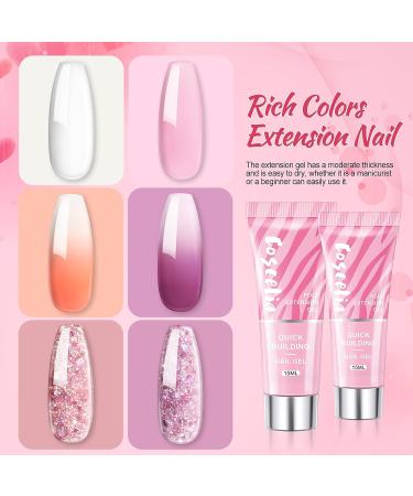 COSCELIA Poly Nail Gel Kit with UV Light 36W - 6pcs Extension Gel Set for Color Changing & Glitter Nails - Beginner Manicure Kit with Base, Top Coat, and Slip Solution - Ideal Gift for Women and Girls - Buy Online on GoSupps.com