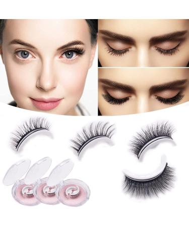 Kaylash Reusable Adhesive Eyelashes - Kayla Beauty Self Adhesive Lashes 3 Pairs Reusable Self Adhesive Eyelashes Without Glue 3D Thick Natural Lashes Waterproof Stable (3 combinationsa)