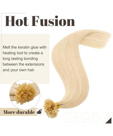 SEGO Real Hair Extensions - 100 Strands U-Tip Keratin Hair - Light Blonde #613 (18 inches / 45cm) - Premium Quality Human Hair - Buy Online on GoSupps.com
