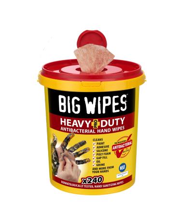"BIG WIPES HEAVY DUTY PRO+ 240 WIPE BUCKET HEAVY DUTY TEXTURED SCRUB & CLEAN WIPES"