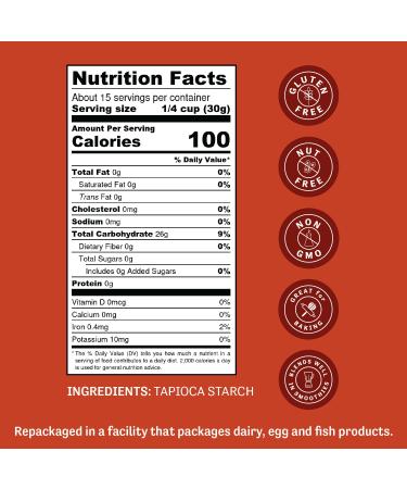 Judee's Tapioca Starch 1 lb - Non-GMO, Gluten-Free, Nut-Free - Ideal for Baking, Cooking, Thickening, Boba - USA Packaged - 1 lb (Pack of 1) - Buy Online on GoSupps.com