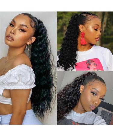 Human Hair Ponytail Hair Piece Human Hair Drawstring Ponytail Extension Water Wave Ponytail Hair Pieces Natural Color Natural Wave Ponytail Clip in Hair Extensions for Black Women Ponytail Hairpiece 14inch 150g Black - Buy Online on GoSupps.com