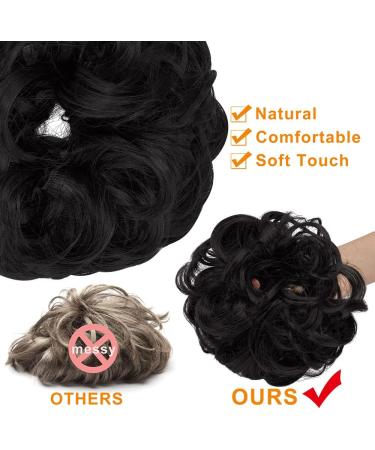 OMGREAT 2PCS Thick Updo Messy Hair Buns Curly Wavy Ponytail Extensions - Natural Black Hair Scrunchies for Women/Girls - Buy Online on GoSupps.com