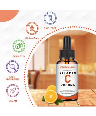 Liposomal Vitamin C Liquid 2000 mg | High Absorption Vegan Vit C Drops | 60 ml Dose - Buy Online on GoSupps.com