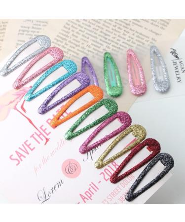 ZEVONDA Glitter Hair Snap Clips - Colorful Sequin Barrettes for Toddlers, Kids, Girls & Women - Pink (Pack of 12) - Buy Online on GoSupps.com