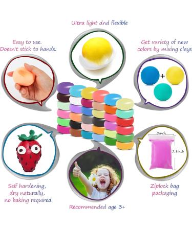 36 Colors Air Dry Clay Kit for Kids | Ultra Light & Soft Modeling Clay with Sculpting Tools | Non-Toxic & No Baking | Art Crafts Gift for Children by AORZOV - Buy Online on GoSupps.com