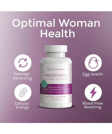 MedFertil Fertility Support, Prenatal Vitamins with Iron, Myo Inositol, Folic Acid, Iodine, Biotin and B Vitamins, 30 Tablets (1 Month Supply) - Elan Healthcare - Buy Online on GoSupps.com