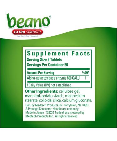 Beano Ultra 800 Gas Prevention & Digestive Enzyme Supplement - 100 Tablets - Buy Online on GoSupps.com