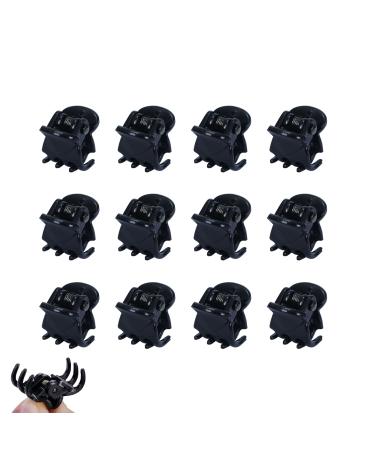 Olakin mini hair clips 12 pieces 1cm claw clips plastic hair claw non -slip handle small jaw clips for girls and women (black)