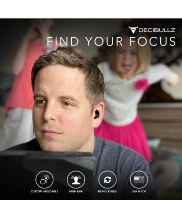 Decibullz Custom Molded 25dB Noise Reduction Earplugs - Black | Reusable Earplugs for Hearing Protection, Noise Sensitivity & Flights - Buy Online on GoSupps.com