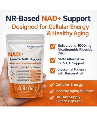 Advanced NAD+ 5D Matrix - NMN+-Alternative Max Potency 8 910mg - 1000mg Nicotinamide Riboside (NR) + Resveratrol + Telomere Activator - Premium Longevity Stack - Buy Online on GoSupps.com